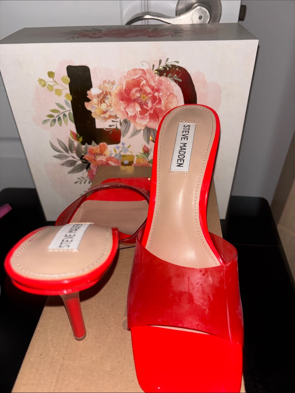 Steve Madden Red Patent Slip-On Heeled Mules